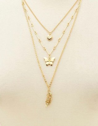 Charlotte Russe Layered Butterfly Charm Necklace
