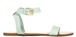 Pieces Carla Dusty Green Leather Flat Sandals - Green