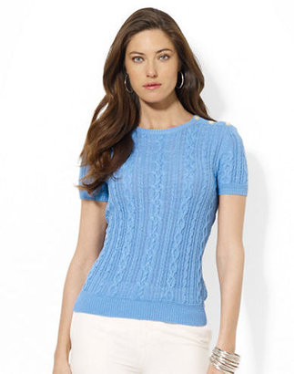 Lauren Ralph Lauren Petite Short-Sleeved Cable-Knit Sweater