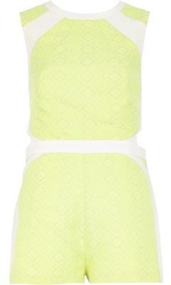 River Island Lime patterned cut out back playsuit