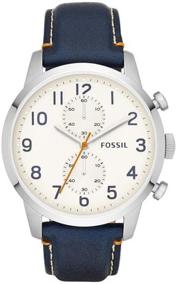 Fossil Townsman Stainless Steel and Navy Leather Strap Mens Watch