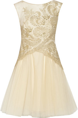 Marchesa Notte Embroidered tulle dress
