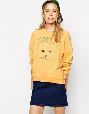 Ganni Meow Sweatshirt - Buff yellow