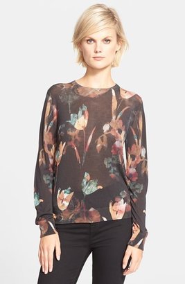 Theory 'Kidi' Floral Print Silk Sweater