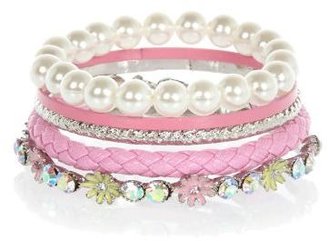River Island Girls pink bangle bracelet pack