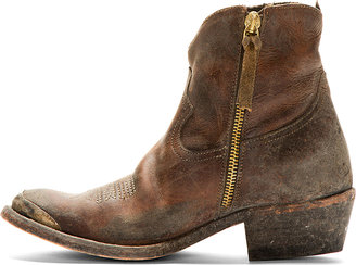 Golden Goose Burgundy Leather Distressed Young Boots