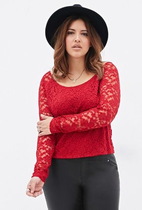 Forever 21 FOREVER 21+ Embroidered Lace Crop Top