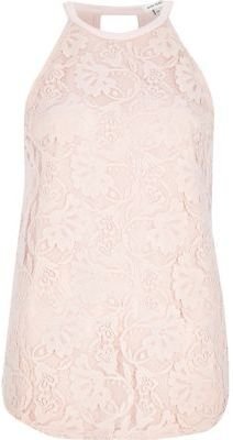 River Island Light pink lace racer front top