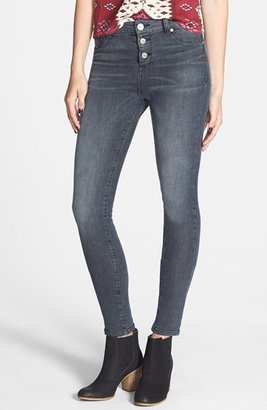 Kenzie 1822 Denim 'Kenzie' High Waist Skinny Jeans (Grey) (Juniors)