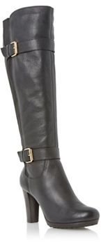 Dune Black cleated platform sole leather knee high boot