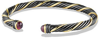 David Yurman Black & Gold Cable Bracelet with Rhodalite Garnet