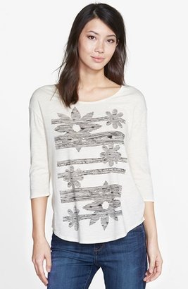 Lucky Brand 'Sketched Floral' Three-Quarter Sleeve Tee