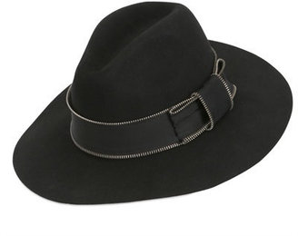 Karl Lagerfeld Paris Zipped Wool Felt Wide Brim Hat
