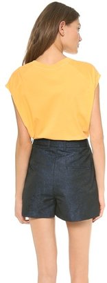 3.1 Phillip Lim Tidal Waves Foiled Muscle Tank