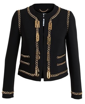 Moschino Chain Trimmed Jacket with Logo Embellishment