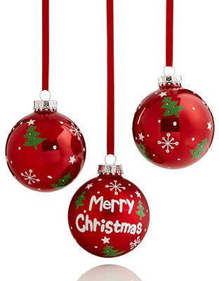 Kurt Adler Set of 3 Merry Christmas Ornaments