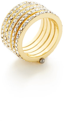Set of 5 Stackable CZ & Yellow Gold Rings