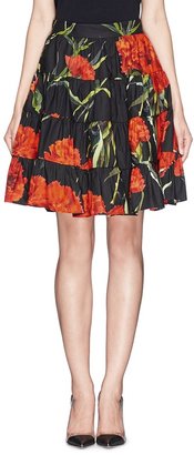 Dolce & Gabbana Carnation print patchwork ruche skirt