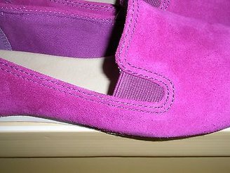 Michael Kors Merritt Slip On Flat Shoes Moccasin Pomegranate Suede Multiple Sz