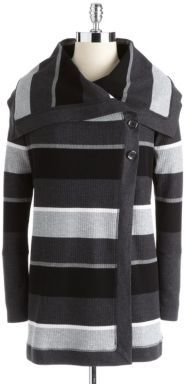 Calvin Klein PERFORMANCE Envelope Collar Striped Thermal Sweater