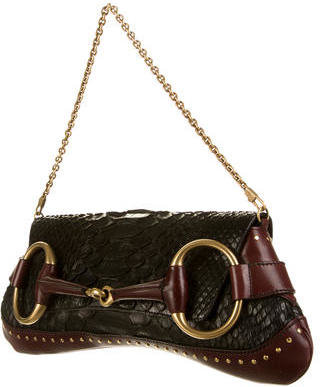 Gucci Python Horsebit Shoulder Bag