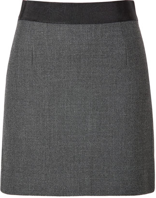 Milly Wool Pencil Mini Skirt in Charcoal