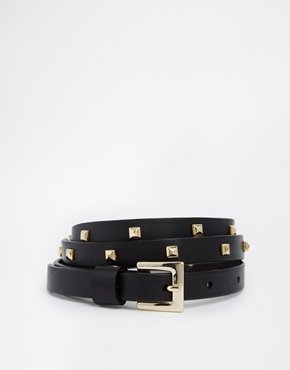 French Connection Beppe Hipster Leather Belt - Black