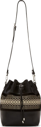 Proenza Schouler Black Leather & Jacquard Medium Bucket Bag