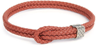 Bottega Veneta Men's Woven Leather Knot Bracelet, Red