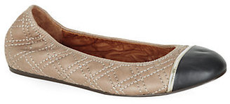 Lanvin Quilted Peep Rod Ballet Flat