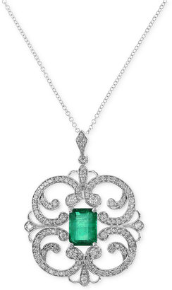 Effy Brasilica by Emerald (1-3/8 ct. t.w.) and Diamond (5/8 ct. t.w.) Pendant Necklace in 14K White Gold