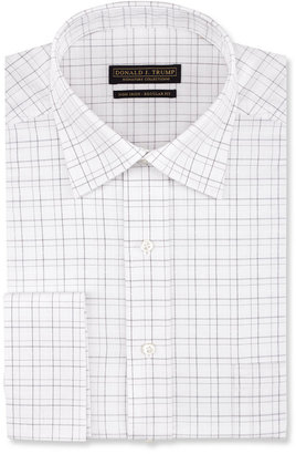 Donald Trump Donald J. Trump Non-Iron White and Grey Check French Cuff Shirt