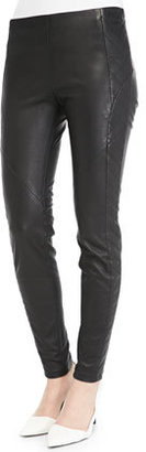 Thakoon Seamed Leather Leggings with Quilted Sides