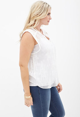 Forever 21 FOREVER 21+ Sheer Embroidered Top