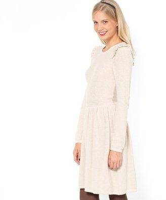 La Redoute MADEMOISELLE R Long-Sleeved Cotton and Wool Blend Dress