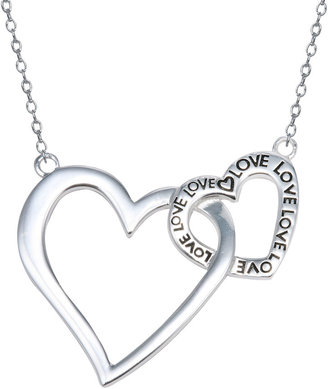 JCPenney FINE JEWELRY Double Heart Necklace Sterling Silver
