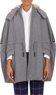 Thakoon Fur-Trimmed Hooded Cape