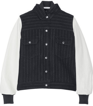 Sacai Luck leather-sleeved wool-blend bomber jacket