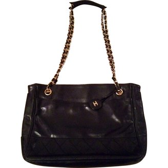 Chanel Black Quilted Lambskin Charm Vintage Shopping Tote Bag