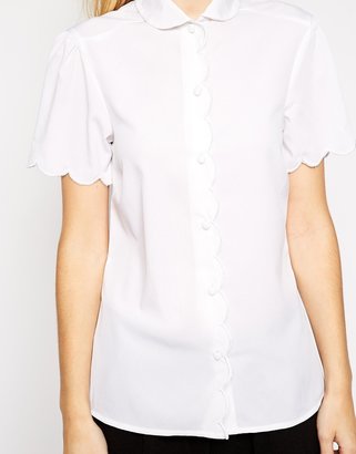 Closet Fitted Shirt With Scallop Edge Detail