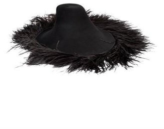 Lanvin Feather-trim capeline hat