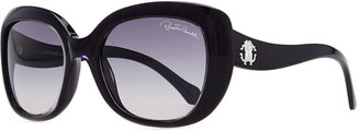 Roberto Cavalli Plastic Oval Sunglasses, Black/Blue