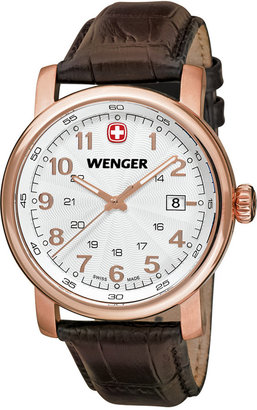 Wenger Men's Swiss Urban Classic Brown Leather Strap Watch 41mm 01.1041.109