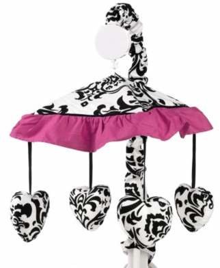 JoJo Designs Sweet Isabella Musical Crib Mobile in Hot Pink/Black/White
