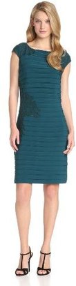 Adrianna Papell Women's Cap Sleeve Applique Lace Banded Dress
