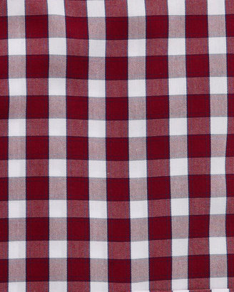 Neiman Marcus Trim-Fit Dress Shirt, Red Check