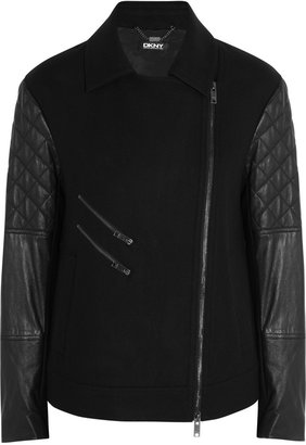 DKNY Felt and leather biker jacket