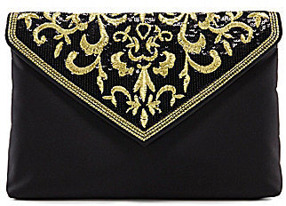 Kate Landry Embroidered Sequin Envelope Flap Clutch