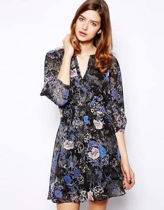 Warehouse Shadow Floral Skater Dress