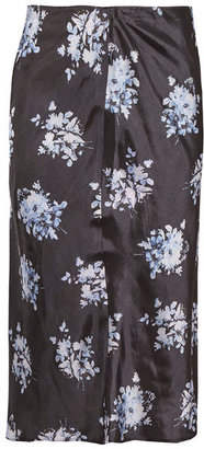 Paul Smith Navy Vintage Floral Print Midi Skirt
